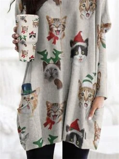Women's Shirt Christmas Shirt Red Blue Green Cat Santa Claus Snowflake Pocket Print Long Sleeve Christmas Weekend Streetwear Christmas Round Neck Regular Fit Spring Fall 25 Women's Shirt Christmas Shirt Red Blue Green Cat Santa Claus Snowflake Pocket Print Long Sleeve Christmas Weekend Streetwear Christmas Round Neck Regular Fit Spring Fall -Cheap Women Clothing Store tlpfxa1665657729148
