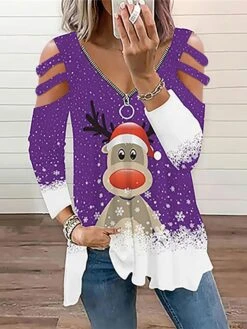 Women's Funny Tee Shirt Christmas Shirt Black Pink Red Elf Print Long Sleeve Christmas Christmas V Neck Loose Fit Chicago 17 Women's Funny Tee Shirt Christmas Shirt Black Pink Red Elf Print Long Sleeve Christmas Christmas V Neck Loose Fit Chicago -Cheap Women Clothing Store tpahfr1666597673179