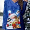 Women's Christmas Shirt Blue Snowman Reindeer Button Print Long Sleeve Christmas Weekend Festival / Holiday V Neck Regular Fit Painting Fall & Winter 2 Women's Christmas Shirt Blue Snowman Reindeer Button Print Long Sleeve Christmas Weekend Festival / Holiday V Neck Regular Fit Painting Fall & Winter -Cheap Women Clothing Store trhlpp1697536660532