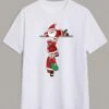 Women's T Shirt Tee Christmas Shirt White Letter Santa Claus Print Short Sleeve Christmas Weekend Festival / Holiday Christmas Round Neck Regular Fit Painting Summer