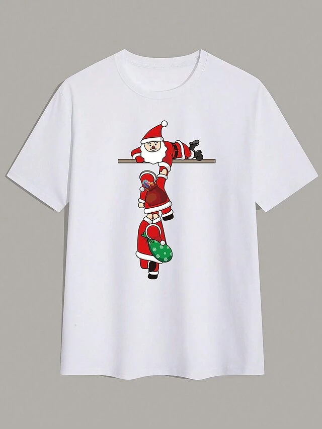 Women's T Shirt Tee Christmas Shirt White Letter Santa Claus Print Short Sleeve Christmas Weekend Festival / Holiday Christmas Round Neck Regular Fit Painting Summer 3 Women's T Shirt Tee Christmas Shirt White Letter Santa Claus Print Short Sleeve Christmas Weekend Festival / Holiday Christmas Round Neck Regular Fit Painting Summer