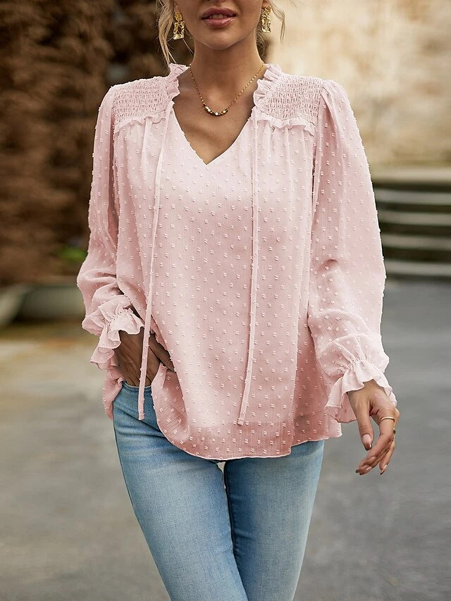 Women's Wrap Crop Top Black White Pink Ugly Christmas Print Long Sleeve Work Modern Boat Neck V Neck Form Fit Butterfly Fleece Lined Bell Sleeve Spring & Summer 5 Women's Wrap Crop Top Black White Pink Ugly Christmas Print Long Sleeve Work Modern Boat Neck V Neck Form Fit Butterfly Fleece Lined Bell Sleeve Spring & Summer - Image 3