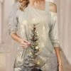 Women's Shirt Blouse Christmas Shirt Gray Christmas Tree Sparkly Print Long Sleeve Party Christmas Casual Festival / Holiday One Shoulder Regular Fit Spring &Fall 1 Women's Shirt Blouse Christmas Shirt Gray Christmas Tree Sparkly Print Long Sleeve Party Christmas Casual Festival / Holiday One Shoulder Regular Fit Spring &Fall -Cheap Women Clothing Store ukmzwm1697454592017