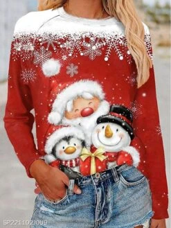 Women's T Shirt Tee Christmas Shirt Black Red Blue Reindeer Print Long Sleeve Christmas Weekend Festival / Holiday Christmas Round Neck Regular Fit Painting Spring &Fall 8 Women's T Shirt Tee Christmas Shirt Black Red Blue Reindeer Print Long Sleeve Christmas Weekend Festival / Holiday Christmas Round Neck Regular Fit Painting Spring &Fall -Cheap Women Clothing Store uosgdd1697700087355