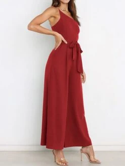 Women's Jumpsuit Pocket High Waist Solid Color One Shoulder Elegant Party Christmas Regular Fit Sleeveless Yellow Army Green Red S M L Fall 27 Women's Jumpsuit Pocket High Waist Solid Color One Shoulder Elegant Party Christmas Regular Fit Sleeveless Yellow Army Green Red S M L Fall -Cheap Women Clothing Store uvolmf1697018350246