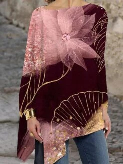 Women's Funny Tee Shirt Red Black Animal Print Long Sleeve Christmas Christmas Round Neck Long Loose Fit S / 3D Print -Cheap Women Clothing Store uwayxw1665571053647