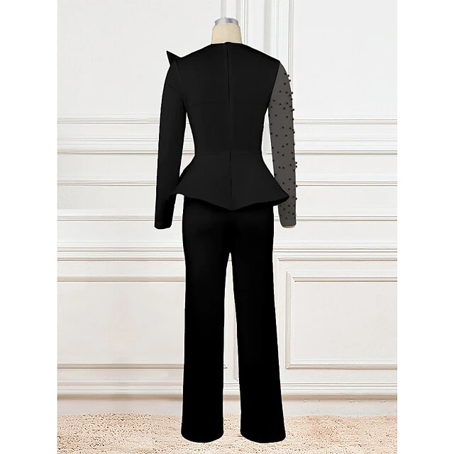 Women's Jumpsuit Solid Color One Shoulder Elegant Wedding Cocktail Party Christmas Regular Fit Long Sleeve Black White S M L Spring 15 Women's Jumpsuit Solid Color One Shoulder Elegant Wedding Cocktail Party Christmas Regular Fit Long Sleeve Black White S M L Spring - Image 13