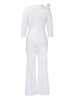 Women's Jumpsuit Ruffle High Waist Solid Color V Neck Christmas Business Office Work Xmas Regular Fit Long Sleeve White Yellow Red S M L Fall -Cheap Women Clothing Store vbjyyl1695792437615