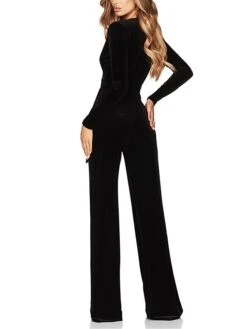 Women's Jumpsuit Velvet Lace Up High Waist Solid Color Deep V Dressy Xmas Wedding Party Christmas Business Office Work Regular Fit Long Sleeve Black Wine Red S M L Fall 30 Women's Jumpsuit Velvet Lace Up High Waist Solid Color Deep V Dressy Xmas Wedding Party Christmas Business Office Work Regular Fit Long Sleeve Black Wine Red S M L Fall -Cheap Women Clothing Store vcdbnk1690352971078
