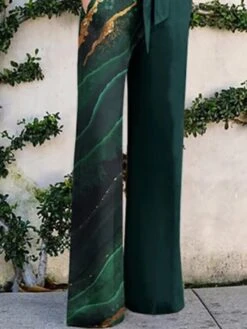 Women's Jumpsuit For Special Occasions Christmas Lace Up Print Shirt Collar Elegant Party Prom Straight Regular Fit Short Sleeve Green S M L Spring Fall 7 Women's Jumpsuit For Special Occasions Christmas Lace Up Print Shirt Collar Elegant Party Prom Straight Regular Fit Short Sleeve Green S M L Spring Fall -Cheap Women Clothing Store vgkhvu1653543556660