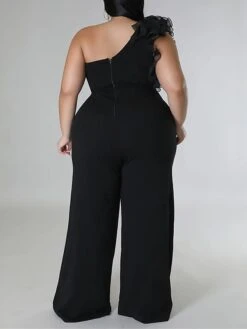 Women's Jumpsuit Mesh Backless Solid Color One Shoulder Streetwear Street Xmas Daily Christmas Loose Fit Sleeveless Black White Red L XL XXL Summer -Cheap Women Clothing Store vlewmr1680071158378