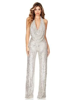 Women Party Jumpsuit Solid Color V Neck Sexy Party Christmas Going Out Slim Sleeveless Champagne Gold Silver White Green S M L Spring -Cheap Women Clothing Store vsuhnq1652250072349