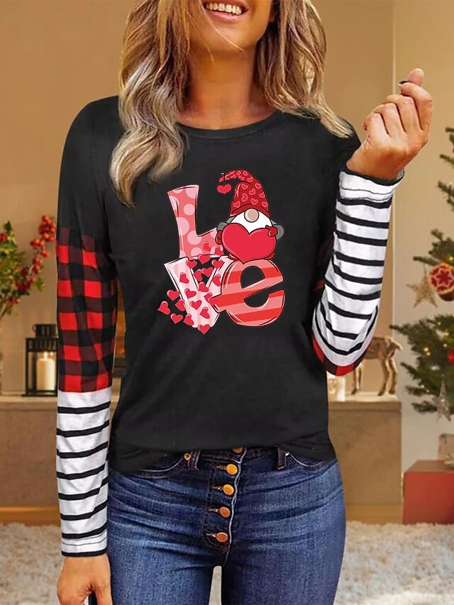 Women's Shirt Christmas Shirt Leopard Yellow Pink Color Block Print Deer Print Long Sleeve Christmas Casual Daily Casual Round Neck Regular Fit 8 Women's Shirt Christmas Shirt Leopard Yellow Pink Color Block Print Deer Print Long Sleeve Christmas Casual Daily Casual Round Neck Regular Fit - Image 6