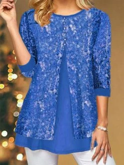 Women's Blouse Christmas Shirt Black Red Blue Sparkly Sequins Long Sleeve Party Christmas Casual Festival / Holiday Round Neck Regular Fit Spring &Fall 11 Women's Blouse Christmas Shirt Black Red Blue Sparkly Sequins Long Sleeve Party Christmas Casual Festival / Holiday Round Neck Regular Fit Spring &Fall -Cheap Women Clothing Store whmika1697615213929
