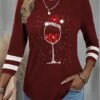 Women's T Shirt Tee Christmas Shirt Black Red Blue Wine Glass Rhinestone Print Long Sleeve Christmas Weekend Festival / Holiday Round Neck Regular Fit Painting Spring &Fall 2 Women's T Shirt Tee Christmas Shirt Black Red Blue Wine Glass Rhinestone Print Long Sleeve Christmas Weekend Festival / Holiday Round Neck Regular Fit Painting Spring &Fall -Cheap Women Clothing Store wmmgcg1696843886699