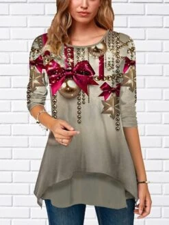 Women's Shirt Christmas Shirt Red Blue Green Graphic Print Long Sleeve Christmas Casual Streetwear Round Neck Regular Fit 8 Women's Shirt Christmas Shirt Red Blue Green Graphic Print Long Sleeve Christmas Casual Streetwear Round Neck Regular Fit -Cheap Women Clothing Store wpykgz1664584295707