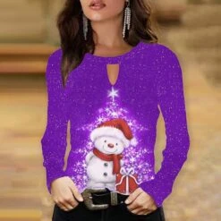Women's Shirt Blouse Christmas Shirt Yellow Blue Purple Snowman Christmas Tree Print Long Sleeve Christmas Streetwear Casual Print Round Neck Regular Fit 11 Women's Shirt Blouse Christmas Shirt Yellow Blue Purple Snowman Christmas Tree Print Long Sleeve Christmas Streetwear Casual Print Round Neck Regular Fit -Cheap Women Clothing Store wtfjfg1663230415329