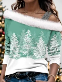 Women's Shirt Blouse Christmas Shirt Pink Blue Purple Graphic Print Long Sleeve Party Christmas Casual Festival / Holiday Fur Collar Regular Fit Fall & Winter 9 Women's Shirt Blouse Christmas Shirt Pink Blue Purple Graphic Print Long Sleeve Party Christmas Casual Festival / Holiday Fur Collar Regular Fit Fall & Winter -Cheap Women Clothing Store wtyyba1697451992940