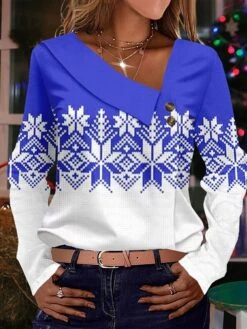 Women's Shirt Blouse Christmas Shirt Yellow Pink Red Snowflake Button Print Long Sleeve Christmas Casual Festival / Holiday V Neck Regular Fit Spring &Fall 9 Women's Shirt Blouse Christmas Shirt Yellow Pink Red Snowflake Button Print Long Sleeve Christmas Casual Festival / Holiday V Neck Regular Fit Spring &Fall -Cheap Women Clothing Store wzibtl1695035983895