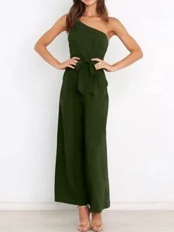 Women's Jumpsuit Pocket High Waist Solid Color One Shoulder Elegant Party Christmas Regular Fit Sleeveless Yellow Army Green Red S M L Fall 33 Women's Jumpsuit Pocket High Waist Solid Color One Shoulder Elegant Party Christmas Regular Fit Sleeveless Yellow Army Green Red S M L Fall -Cheap Women Clothing Store xchjiw1697018360003