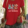 Women's T Shirt Tee Christmas Shirt 100% Cotton Black White Wine Graphic Cat Letter Print Short Sleeve Christmas Daily Holiday Basic Christmas Round Neck Regular Fit Cat 2 Women's T Shirt Tee Christmas Shirt 100% Cotton Black White Wine Graphic Cat Letter Print Short Sleeve Christmas Daily Holiday Basic Christmas Round Neck Regular Fit Cat -Cheap Women Clothing Store xegqds1666754592366
