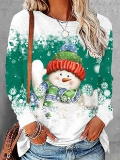 Women's T Shirt Tee Christmas Shirt Black Pink Red Snowman Snowflake Print Long Sleeve Christmas Weekend Basic Christmas Round Neck Regular Fit Painting Fall & Winter 13 Women's T Shirt Tee Christmas Shirt Black Pink Red Snowman Snowflake Print Long Sleeve Christmas Weekend Basic Christmas Round Neck Regular Fit Painting Fall & Winter -Cheap Women Clothing Store xijkpw1668479196882