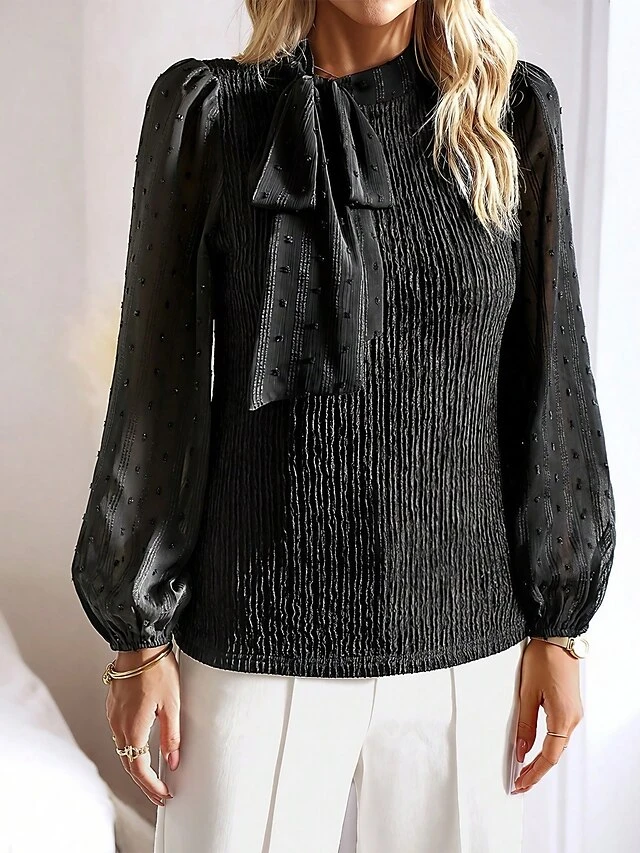 Women's Christmas Shirt Black Plain Print Long Sleeve Halter Neck Form Fit Portrait Fleece Lined Bell Sleeve Fall & Winter 3 Women's Christmas Shirt Black Plain Print Long Sleeve Halter Neck Form Fit Portrait Fleece Lined Bell Sleeve Fall & Winter