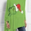 Women's Shirt Christmas Shirt Black Red Green Santa Claus Ugly Christmas Monster Print Long Sleeve Christmas Casual Holiday Casual Round Neck Loose Fit -Cheap Women Clothing Store xoazua1669622150714
