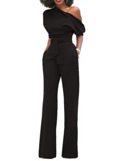 Jumpsuits For Women Dressy Pocket High Waist Solid Color One Shoulder Elegant Xmas Party Christmas Street Regular Fit Half Sleeve Black Blue Yellow S M L Fall Winter Summer 24 Jumpsuits For Women Dressy Pocket High Waist Solid Color One Shoulder Elegant Xmas Party Christmas Street Regular Fit Half Sleeve Black Blue Yellow S M L Fall Winter Summer -Cheap Women Clothing Store xpzitw1666854271329
