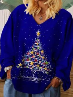 Women‘s Plus Size Christmas Tops T Shirt Tee Tree Print Long Sleeve V Neck Casual Festival Daily Polyester Winter Fall Green Blue 10 Women‘s Plus Size Christmas Tops T Shirt Tee Tree Print Long Sleeve V Neck Casual Festival Daily Polyester Winter Fall Green Blue -Cheap Women Clothing Store yekyko1667211521971