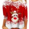 Women's T Shirt Tee Christmas Shirt Black Red Blue Snowflake Reindeer Print Long Sleeve Christmas Weekend Basic Christmas Round Neck Regular Fit Painting 2 Women's T Shirt Tee Christmas Shirt Black Red Blue Snowflake Reindeer Print Long Sleeve Christmas Weekend Basic Christmas Round Neck Regular Fit Painting -Cheap Women Clothing Store yhkgpx1666751880411