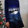 Women's T Shirt Tee Christmas Shirt Navy Blue Snowflake Reindeer Print Long Sleeve Christmas Weekend Basic Christmas High Neck Regular Fit Painting -Cheap Women Clothing Store yjhhjz1664785654869