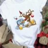 Christmas Snowman Reindeer Beer Cartoon Print Christmas Harajuku Casual Ladies Round Neck Loose Black Short Sleeve T-shirt -Cheap Women Clothing Store ylgxtw1660199572439
