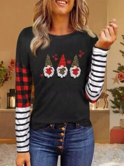 Women's Shirt Christmas Shirt White Yellow Pink Color Block Print Deer Print Long Sleeve Christmas Casual Daily Casual Round Neck Regular Fit 10 Women's Shirt Christmas Shirt White Yellow Pink Color Block Print Deer Print Long Sleeve Christmas Casual Daily Casual Round Neck Regular Fit -Cheap Women Clothing Store ymczks1669622350514