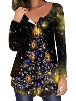 Women's Shirt Christmas Shirt Black Yellow Red Christmas Tree Button Flowing Tunic Print Long Sleeve Christmas Weekend Streetwear Print Christmas Round Neck Regular Fit 16 Women's Shirt Christmas Shirt Black Yellow Red Christmas Tree Button Flowing Tunic Print Long Sleeve Christmas Weekend Streetwear Print Christmas Round Neck Regular Fit -Cheap Women Clothing Store yoryrb1666257039667