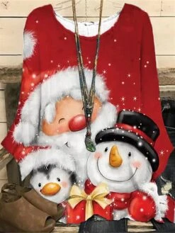 Women‘s Plus Size Christmas Tops Pullover Sweatshirt Hoodie Sweatshirt Tree Deer Print Long Sleeve Crewneck Casual Daily Polyester Fall Winter Green Dark Red / Sunflower