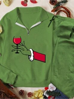 Women's Sweatshirt Tracksuit Pants Sets Christmas Shirt Light Green Army Green Dark Green Graphic Ugly Christmas Monster Zipper Drawstring Print Long Sleeve Outdoor Casual Active Sports Christmas V 10 Women's Sweatshirt Tracksuit Pants Sets Christmas Shirt Light Green Army Green Dark Green Graphic Ugly Christmas Monster Zipper Drawstring Print Long Sleeve Outdoor Casual Active Sports Christmas V -Cheap Women Clothing Store yxwybp1695296508365