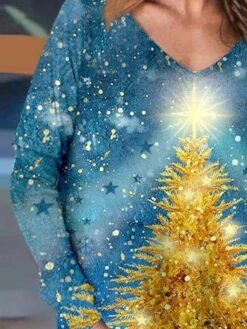 Women's T Shirt Tee Christmas Shirt Black Blue Christmas Tree Snowflake Reindeer Print Long Sleeve Christmas Weekend Basic Christmas Round Neck V Neck Regular Fit Painting 9 Women's T Shirt Tee Christmas Shirt Black Blue Christmas Tree Snowflake Reindeer Print Long Sleeve Christmas Weekend Basic Christmas Round Neck V Neck Regular Fit Painting -Cheap Women Clothing Store zhdvof1666749096024