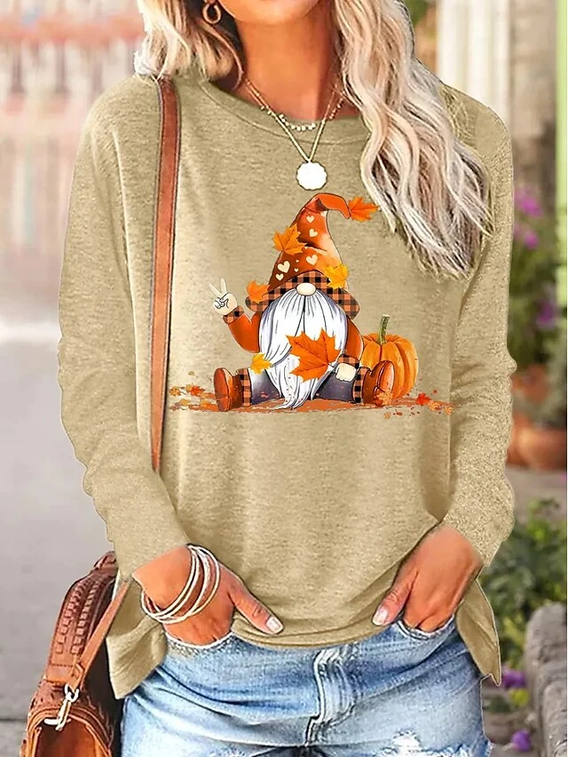 Women's T Shirt Tee Christmas Shirt Black Pink Blue Santa's Helper Print Long Sleeve Christmas Weekend Festival / Holiday Round Neck Regular Fit Painting Spring &Fall 7 Women's T Shirt Tee Christmas Shirt Black Pink Blue Santa's Helper Print Long Sleeve Christmas Weekend Festival / Holiday Round Neck Regular Fit Painting Spring &Fall - Image 5