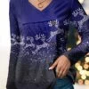 Women's T Shirt Tee Christmas Shirt Blue Reindeer Button Print Long Sleeve Christmas Weekend Festival / Holiday Christmas V Neck Regular Fit Painting Spring &Fall 2 Women's T Shirt Tee Christmas Shirt Blue Reindeer Button Print Long Sleeve Christmas Weekend Festival / Holiday Christmas V Neck Regular Fit Painting Spring &Fall -Cheap Women Clothing Store zmxnyt1695634313289