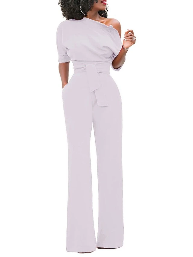 Women's Jumpsuit For Special Occasions Christmas Pocket High Waist Solid Color Cold Shoulder Business Office Work Party Xmas Regular Fit Half Sleeve Black White Yellow S M L Summer 22 Women's Jumpsuit For Special Occasions Christmas Pocket High Waist Solid Color Cold Shoulder Business Office Work Party Xmas Regular Fit Half Sleeve Black White Yellow S M L Summer - Image 20