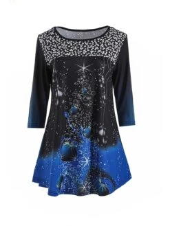 Women's T Shirt Tee Tunic Green Black Blue Graphic Christmas Tree Print Long Sleeve Christmas Weekend Christmas Round Neck Long 3D Printed Painting S 28 Women's T Shirt Tee Tunic Green Black Blue Graphic Christmas Tree Print Long Sleeve Christmas Weekend Christmas Round Neck Long 3D Printed Painting S -Cheap Women Clothing Store zxxrpr1632734699512